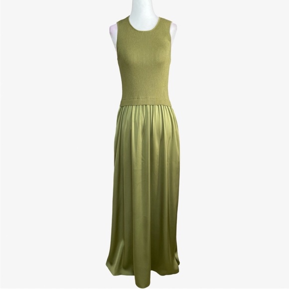 Taylor size small moss green maxi dress w/ stretchy sleeveless top, silky bottom - Picture 8 of 16